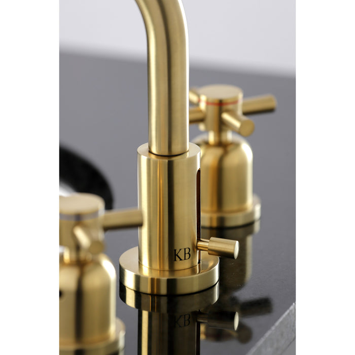 Kingston Sona FSC8953DX - Concord Two-Handle 3-Hole Deck Mount Widespread Bathroom Faucet with Brass Pop-Up, Brushed Brass