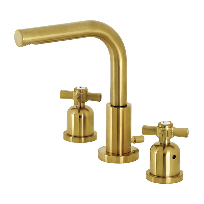 Kingston Tulare FSC8953ZX - Millennium Two-Handle 3-Hole Deck Mount Widespread Bathroom Faucet with Brass Pop-Up, Brushed Brass