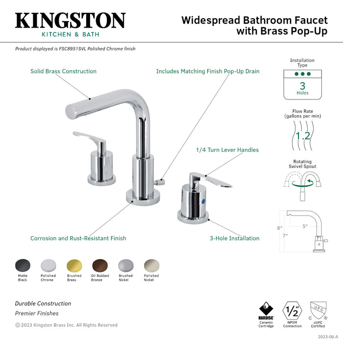 Serena FSC8955SVL Two-Handle 3-Hole Deck Mount Widespread Bathroom Faucet with Pop-Up Drain, Oil Rubbed Bronze