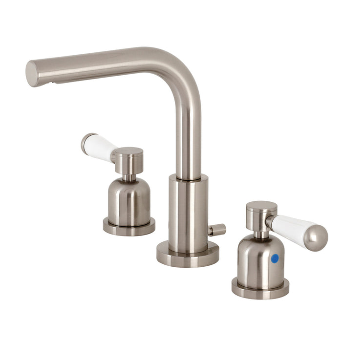 Kingston Tulare FSC8958DPL - Paris Two-Handle 3-Hole Deck Mount Widespread Bathroom Faucet with Brass Pop-Up, Brushed Nickel