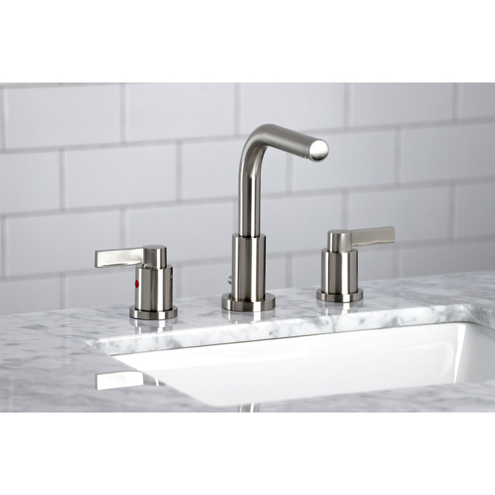 Kingston Sona FSC8958NDL - NuvoFusion Two-Handle 3-Hole Deck Mount Widespread Bathroom Faucet with Brass Pop-Up, Brushed Nickel
