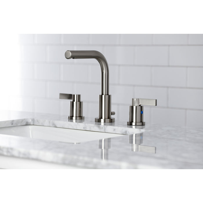 Kingston Sona FSC8958NDL - NuvoFusion Two-Handle 3-Hole Deck Mount Widespread Bathroom Faucet with Brass Pop-Up, Brushed Nickel