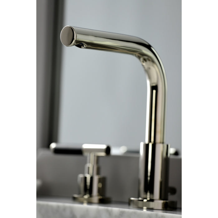 Kingston Sona FSC8959CKL - Kaiser Two-Handle 3-Hole Deck Mount Widespread Bathroom Faucet with Brass Pop-Up, Polished Nickel