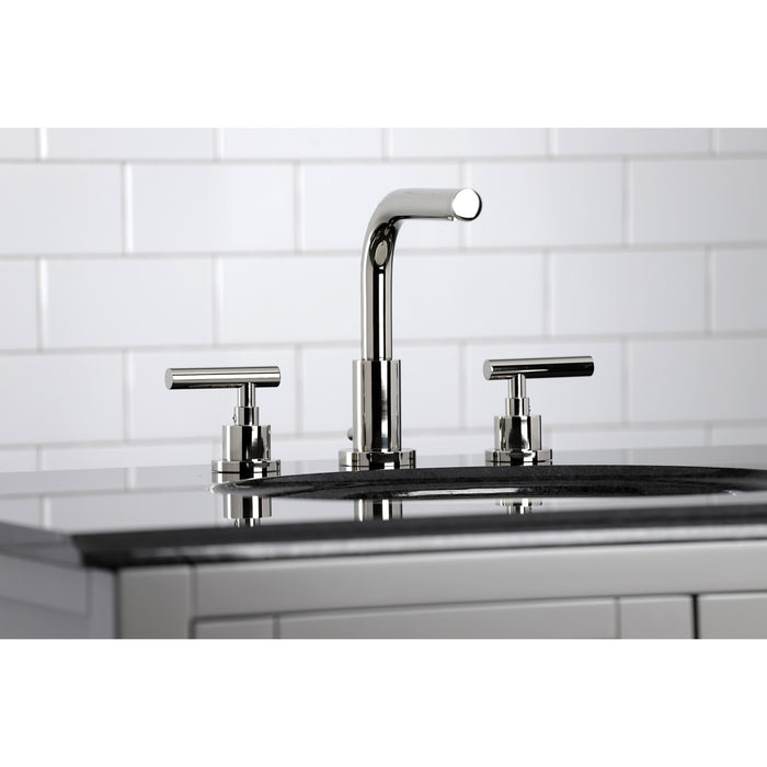 Kingston Sona FSC8959CML - Manhattan Two-Handle 3-Hole Deck Mount Widespread Bathroom Faucet with Brass Pop-Up, Polished Nickel