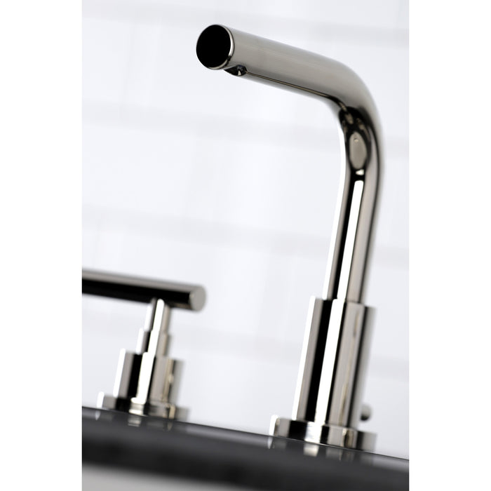 Kingston Sona FSC8959CML - Manhattan Two-Handle 3-Hole Deck Mount Widespread Bathroom Faucet with Brass Pop-Up, Polished Nickel