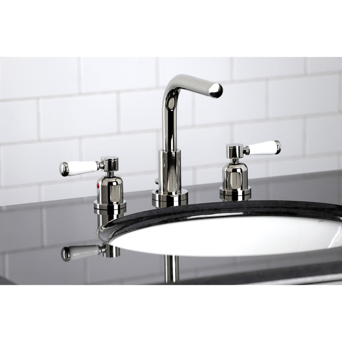 Kingston Tulare FSC8959DPL - Paris Two-Handle 3-Hole Deck Mount Widespread Bathroom Faucet with Brass Pop-Up, Polished Nickel