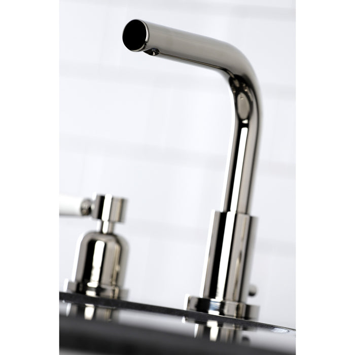 Kingston Tulare FSC8959DPL - Paris Two-Handle 3-Hole Deck Mount Widespread Bathroom Faucet with Brass Pop-Up, Polished Nickel