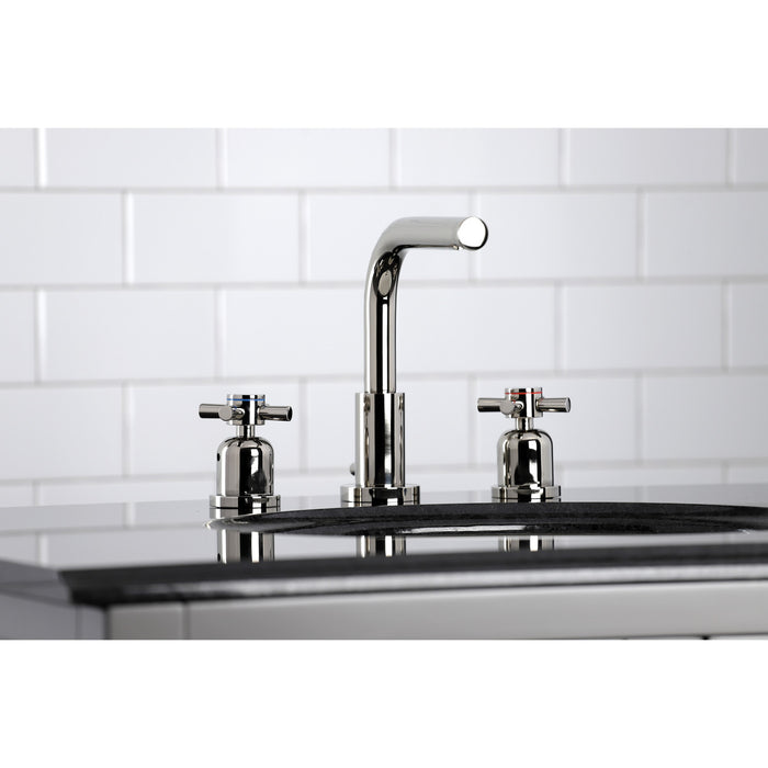 Kingston Sona FSC8959DX - Concord Two-Handle 3-Hole Deck Mount Widespread Bathroom Faucet with Brass Pop-Up, Polished Nickel