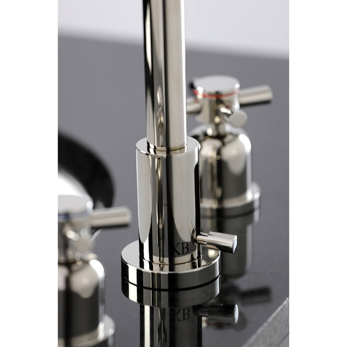 Kingston Sona FSC8959DX - Concord Two-Handle 3-Hole Deck Mount Widespread Bathroom Faucet with Brass Pop-Up, Polished Nickel