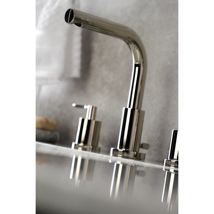 Kingston Tulare FSC8959SVL - Serena Two-Handle 3-Hole Deck Mount Widespread Bathroom Faucet with Brass Pop-Up, Polished Nickel