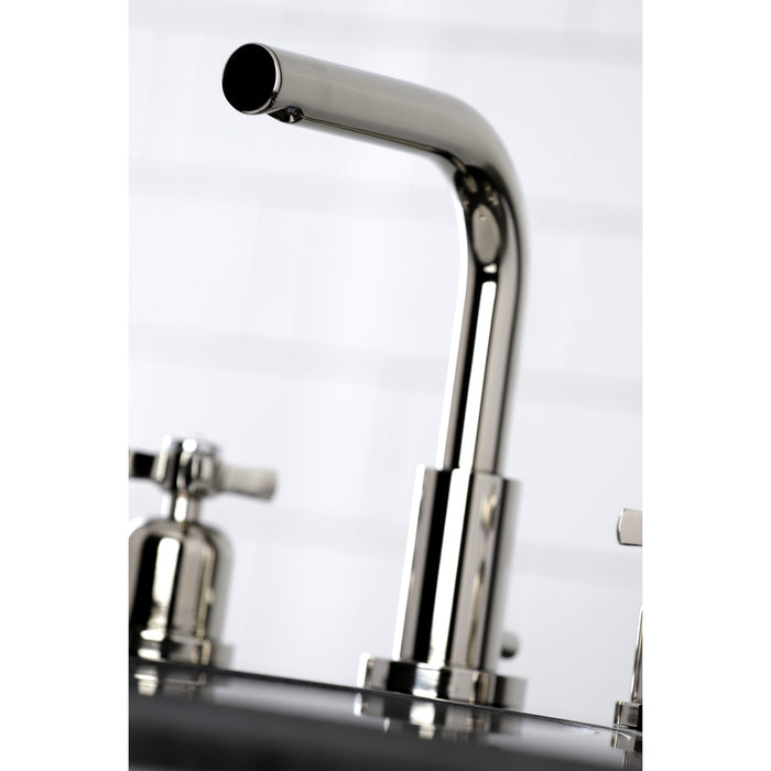 Kingston Tulare FSC8959ZX - Millennium Two-Handle 3-Hole Deck Mount Widespread Bathroom Faucet with Brass Pop-Up, Polished Nickel