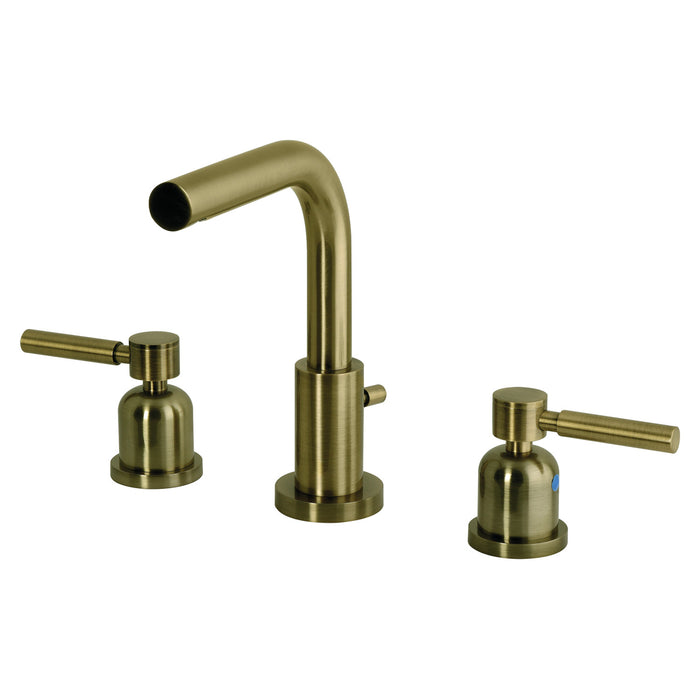 Kingston Concord FSC895DLAB Two-Handle 3-Hole Deck Mount Widespread Bathroom Faucet with Brass Pop-Up, Antique Brass