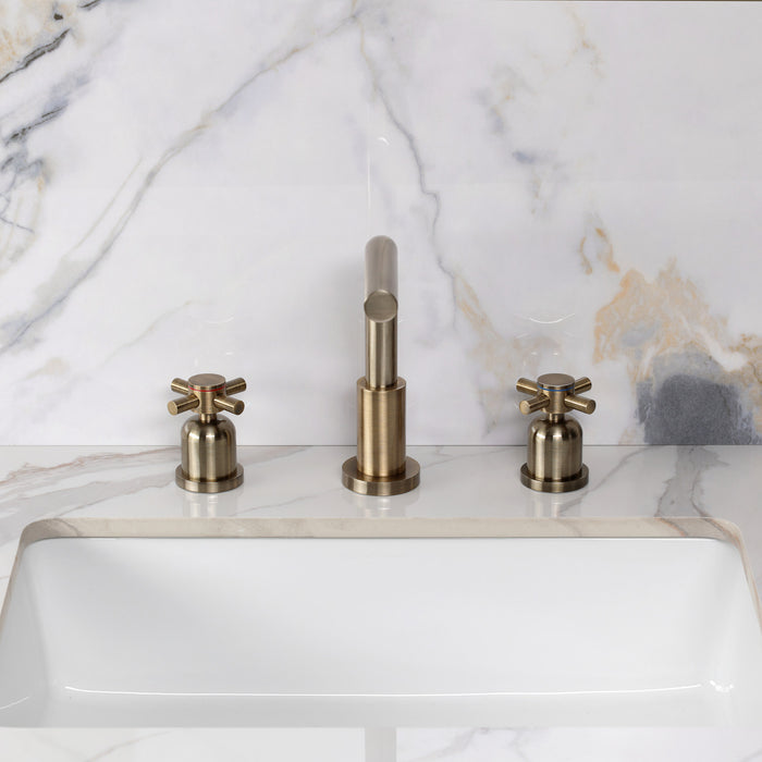 Kingston Concord FSC895DXAB Two-Handle 3-Hole Deck Mount Widespread Bathroom Faucet with Brass Pop-Up, Antique Brass