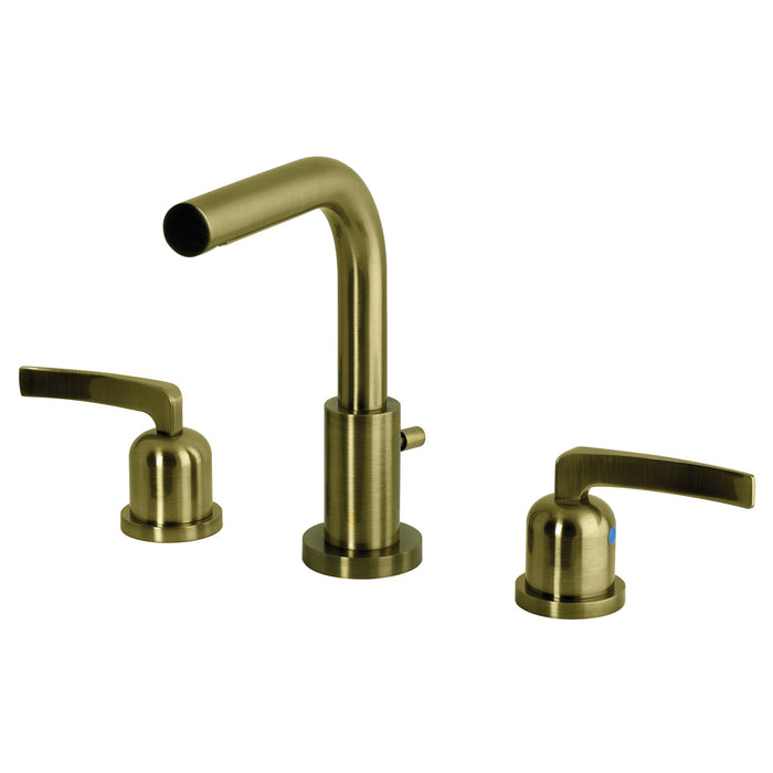 Kingston Centurion FSC895EFLAB Two-Handle 3-Hole Deck Mount Widespread Bathroom Faucet with Brass Pop-Up, Antique Brass