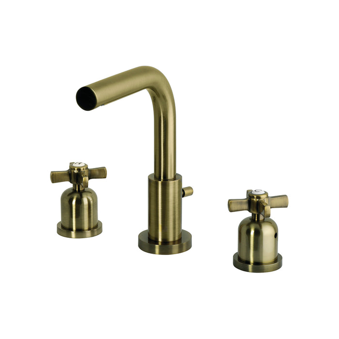 Kingston Millennium FSC895ZXAB Two-Handle 3-Hole Deck Mount Widespread Bathroom Faucet with Brass Pop-Up, Antique Brass