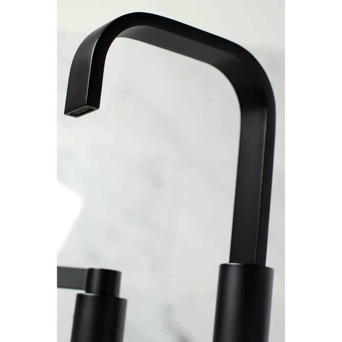 Kingston Sona FSC8960NDL - NuvoFusion Two-Handle 3-Hole Deck Mount Widespread Bathroom Faucet with Brass Pop-Up, Matte Black