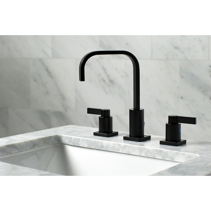 Kingston Sona FSC8960NDL - NuvoFusion Two-Handle 3-Hole Deck Mount Widespread Bathroom Faucet with Brass Pop-Up, Matte Black
