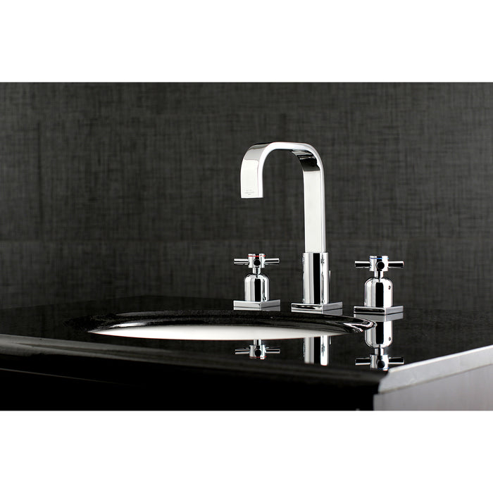 Kingston Sona FSC8961DX - Concord Two-Handle 3-Hole Deck Mount Widespread Bathroom Faucet with Pop-Up Drain, Polished Chrome