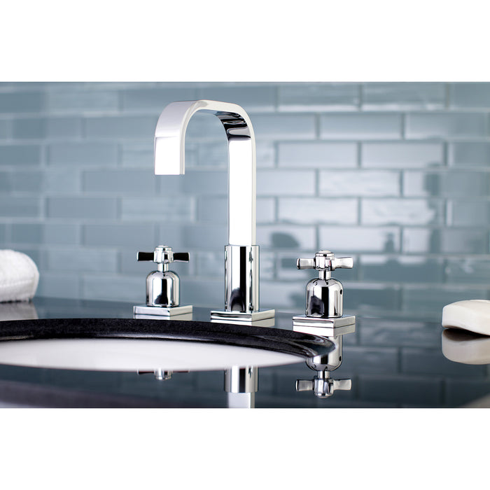 Kingston Tulare FSC8961ZX - Millennium Two-Handle 3-Hole Deck Mount Widespread Bathroom Faucet with Pop-Up Drain, Polished Chrome