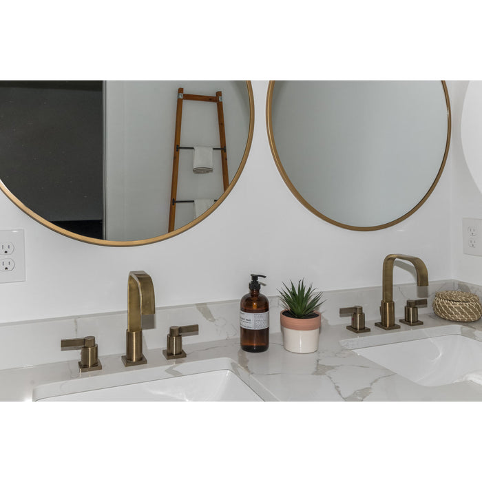 Kingston Sona FSC89633NDL - NuvoFusion Two-Handle 3-Hole Deck Mount Widespread Bathroom Faucet with Brass Pop-Up, Antique Brass