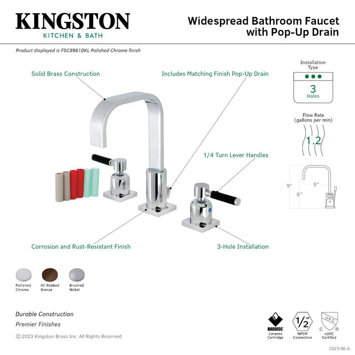 Kingston Sona FSC8965DKL - Kaiser Two-Handle 3-Hole Deck Mount Widespread Bathroom Faucet with Pop-Up Drain, Oil Rubbed Bronze