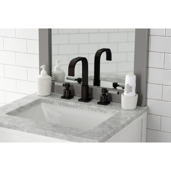 Kingston Sona FSC8965DKL - Kaiser Two-Handle 3-Hole Deck Mount Widespread Bathroom Faucet with Pop-Up Drain, Oil Rubbed Bronze
