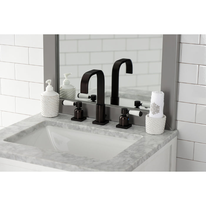 Kingston Tulare FSC8965DPL - Paris Two-Handle 3-Hole Deck Mount Widespread Bathroom Faucet with Pop-Up Drain, Oil Rubbed Bronze