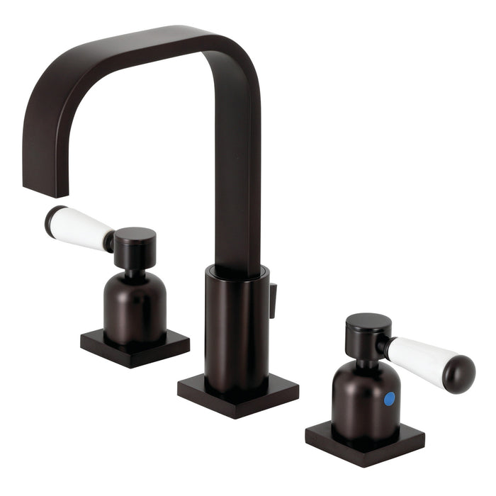 Kingston Tulare FSC8965DPL - Paris Two-Handle 3-Hole Deck Mount Widespread Bathroom Faucet with Pop-Up Drain, Oil Rubbed Bronze