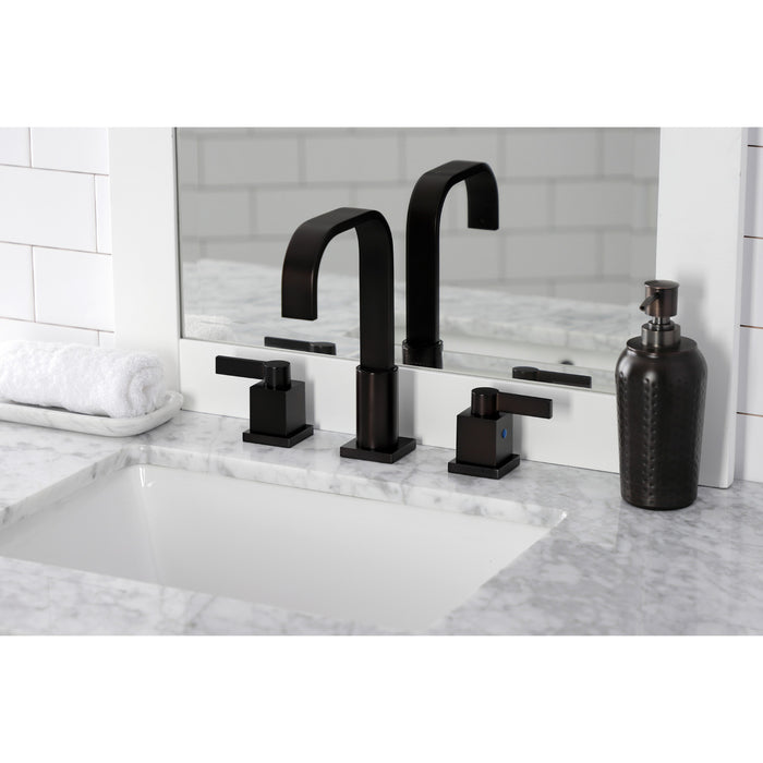 Meridian FSC8965NQL Two-Handle 3-Hole Deck Mount Widespread Bathroom Faucet with Pop-Up Drain, Oil Rubbed Bronze