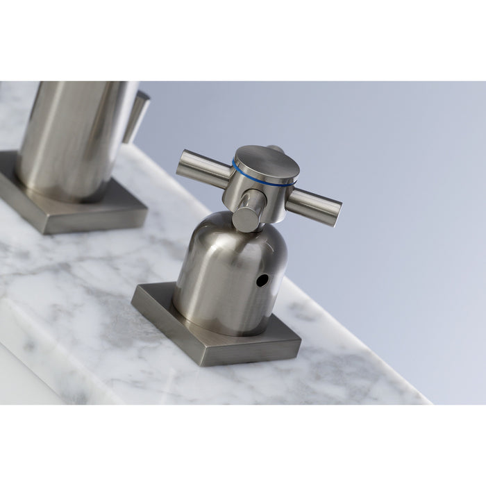 Kingston Sona FSC8968DX - Concord Two-Handle 3-Hole Deck Mount Widespread Bathroom Faucet with Pop-Up Drain, Brushed Nickel