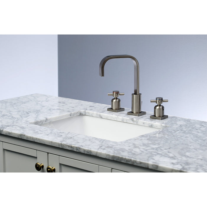 Kingston Sona FSC8968DX - Concord Two-Handle 3-Hole Deck Mount Widespread Bathroom Faucet with Pop-Up Drain, Brushed Nickel