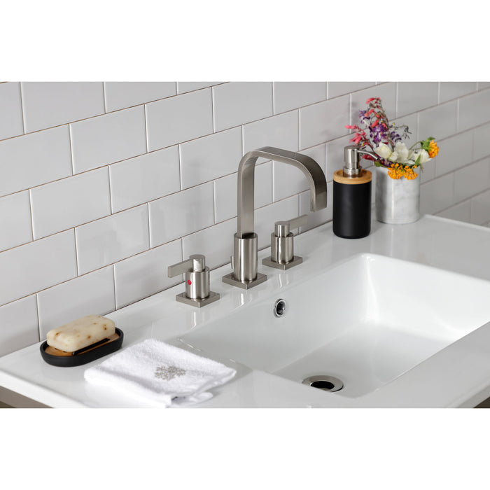 Kingston Sona FSC8968NDL - NuvoFusion Two-Handle 3-Hole Deck Mount Widespread Bathroom Faucet with Pop-Up Drain, Brushed Nickel