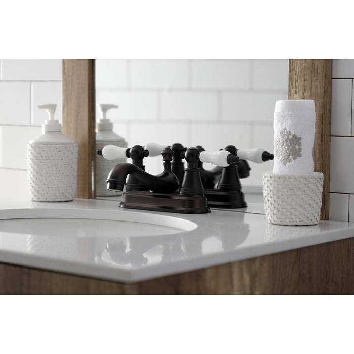 Kingston English Classic FSY3605PL Double-Handle 3-Hole Deck Mount 4-Inch Centerset Bathroom Faucet with Pop-Up Drain, Oil Rubbed Bronze