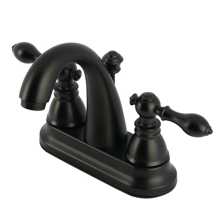 Kingston Tulare FSY5610ACL - American Classic Double-Handle 3-Hole Deck Mount 4-Inch Centerset Bathroom Faucet with Pop-Up Drain, Matte Black
