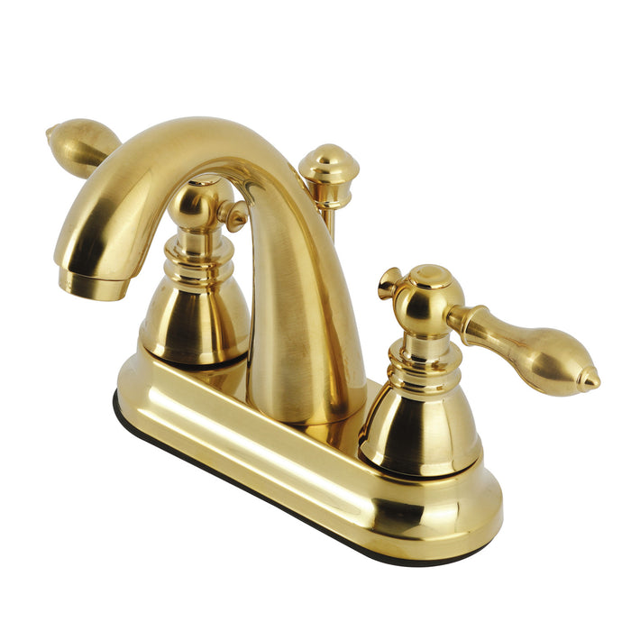 American Classic FSY5613ACL Two-Handle 3-Hole Deck Mount 4" Centerset Bathroom Faucet with Plastic Pop-Up, Brushed Brass