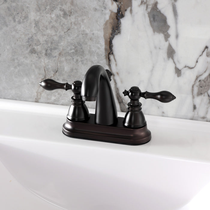 Kingston Tulare FSY5615ACL - American Classic Double-Handle 3-Hole Deck Mount 4-Inch Centerset Bathroom Faucet with Pop-Up Drain, Oil Rubbed Bronze