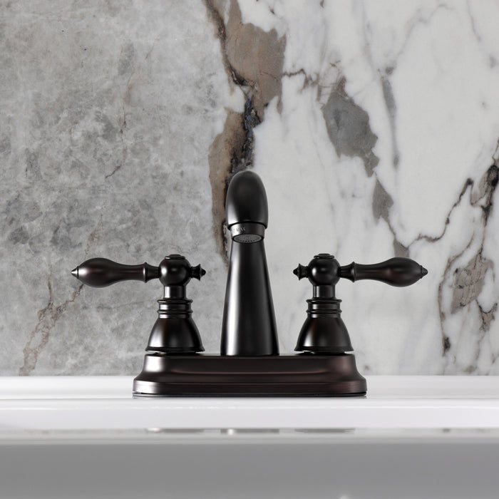 Kingston Tulare FSY5615ACL - American Classic Double-Handle 3-Hole Deck Mount 4-Inch Centerset Bathroom Faucet with Pop-Up Drain, Oil Rubbed Bronze