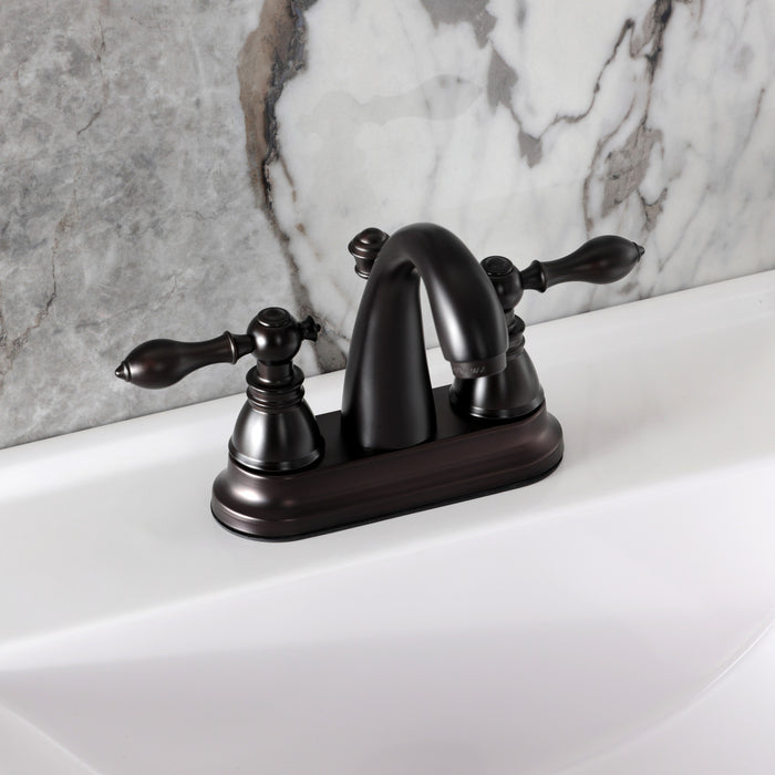 Kingston Tulare FSY5615ACL - American Classic Double-Handle 3-Hole Deck Mount 4-Inch Centerset Bathroom Faucet with Pop-Up Drain, Oil Rubbed Bronze