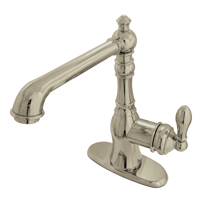 Kingston Tulare FSY7208ACL - American Classic Single-Handle 1-or-3 Hole Deck Mount 4-Inch Centerset Bathroom Faucet with Push-Up Pop-Up, Brushed Nickel