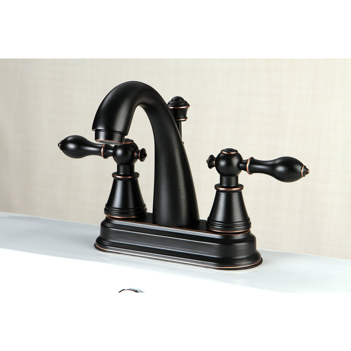English Classic FSY7616AL Two-Handle 3-Hole Deck Mount 4" Centerset Bathroom Faucet with Plastic Pop-Up, Naples Bronze