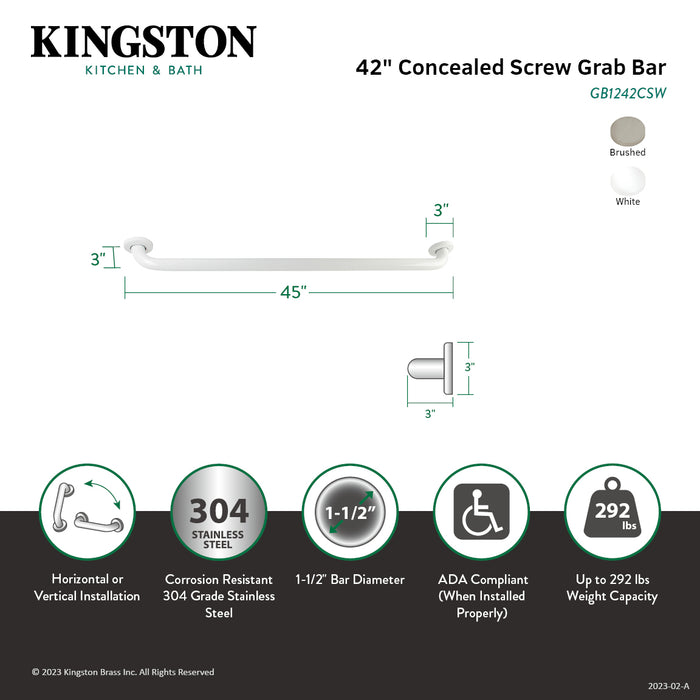 Kingston Tulare GB1242CS - Made To Match 42-Inch x 1-1/2-Inch O.D. Stainless Steel ADA Grab Bar, Brushed Stainless Steel