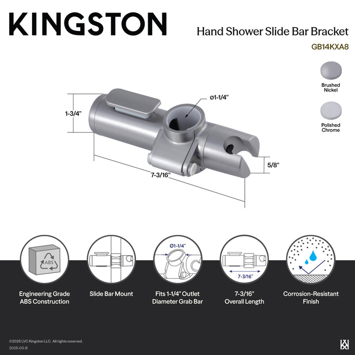 Kingston Silver Sage GB14KXA1 Hand Shower Slide Bar Bracket, Polished Chrome