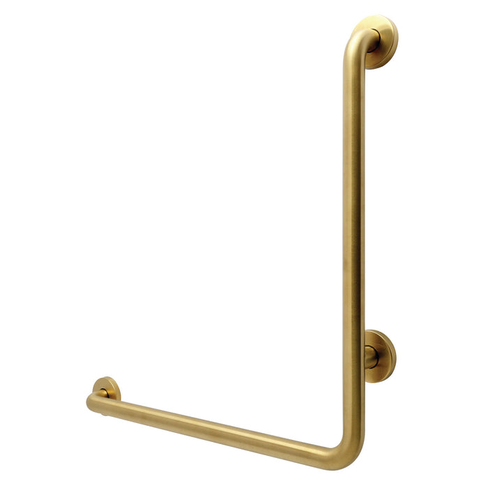Kingston Tulare GBL1424CSL7 - Made To Match 24-Inch x 24-Inch L-Shaped Stainless Steel ADA Grab Bar - Left Hand, Brushed Brass