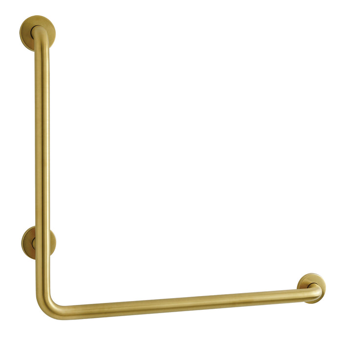 Kingston Tulare GBL1424CSR7 - Made To Match 24-Inch x 24-Inch L-Shaped Stainless Steel ADA Grab Bar - Right Hand, Brushed Brass
