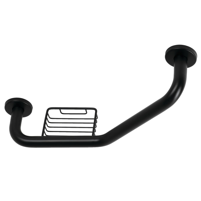 Kingston Sona GBS141012CS0 - Meridian 10-Inch x 12-Inch Angled Stainless Steel Grab Bar with Soap Holder, Matte Black