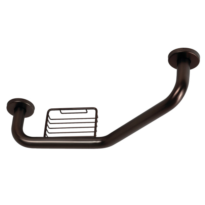 Kingston Sona GBS141012CS5 - Meridian 10-Inch x 12-Inch Angled Stainless Steel Grab Bar with Soap Holder, Oil Rubbed Bronze