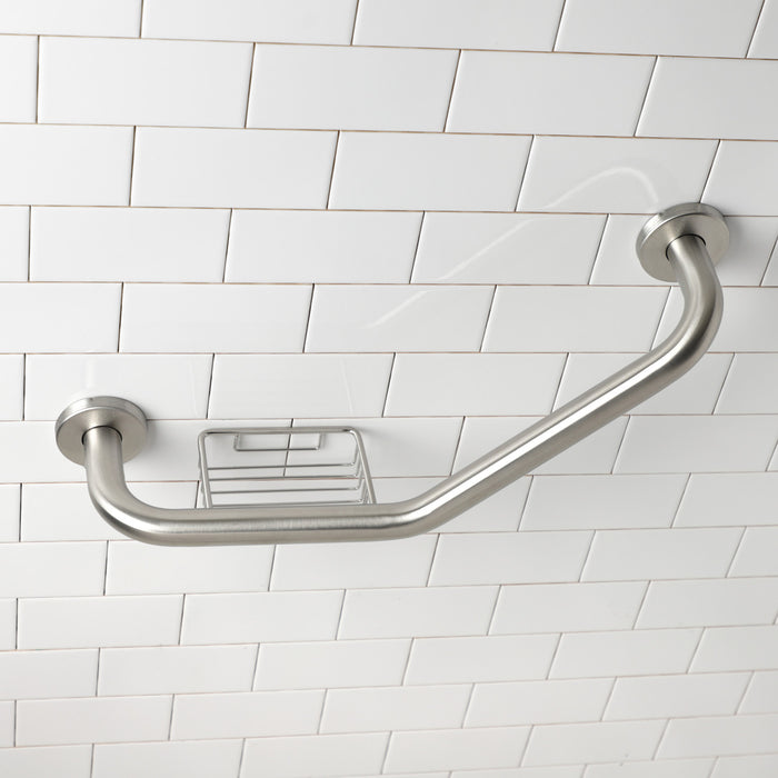 Kingston Sona GBS141012CS8 - Meridian 10-Inch x 12-Inch Angled Stainless Steel Grab Bar with Soap Holder, Brushed Nickel