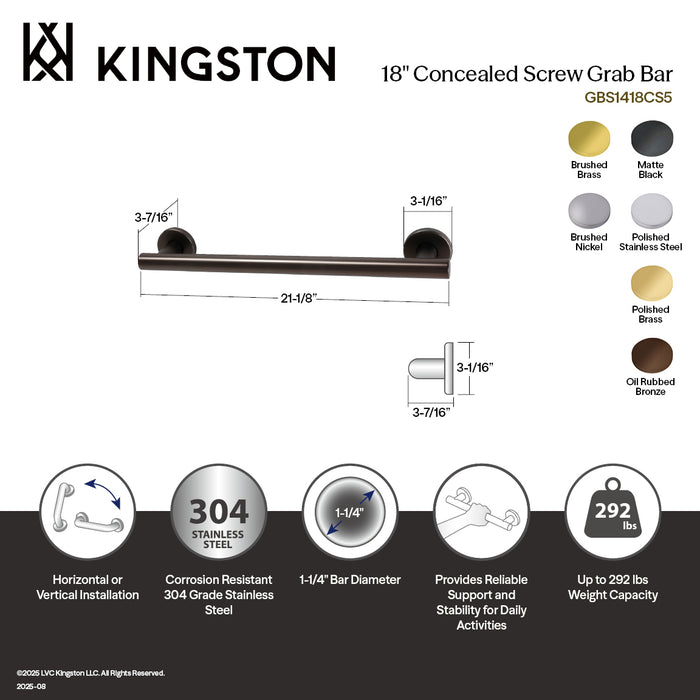 Kingston Sona GBS1418CS2 - Berwyn 18-Inch x 1-1/4-Inch O.D. Stainless Steel Grab Bar, Polished Brass