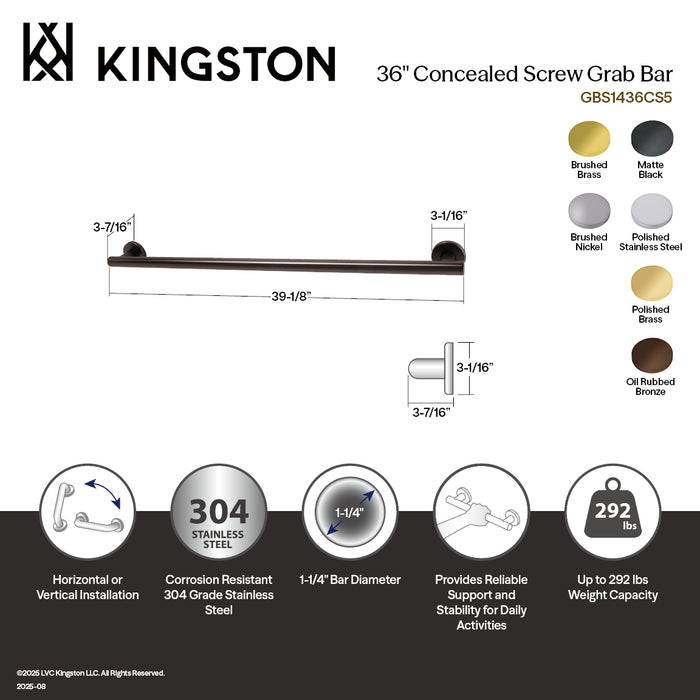 Kingston Sona GBS1436CS5 - Berwyn 36-Inch x 1-1/4-Inch O.D. Stainless Steel Grab Bar, Oil Rubbed Bronze