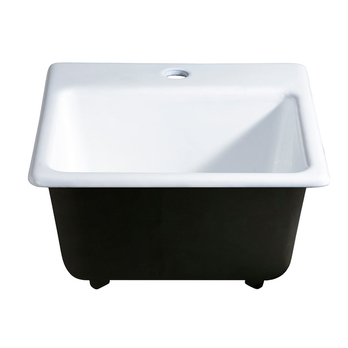 Kingston Heirloom GCKTS15158 - Towne 15-Inch Cast Iron Self-Rimming Single Bowl Drop-In Kitchen Sink (1 Hole), White